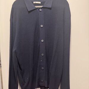 Navy Button-Up Cardigan